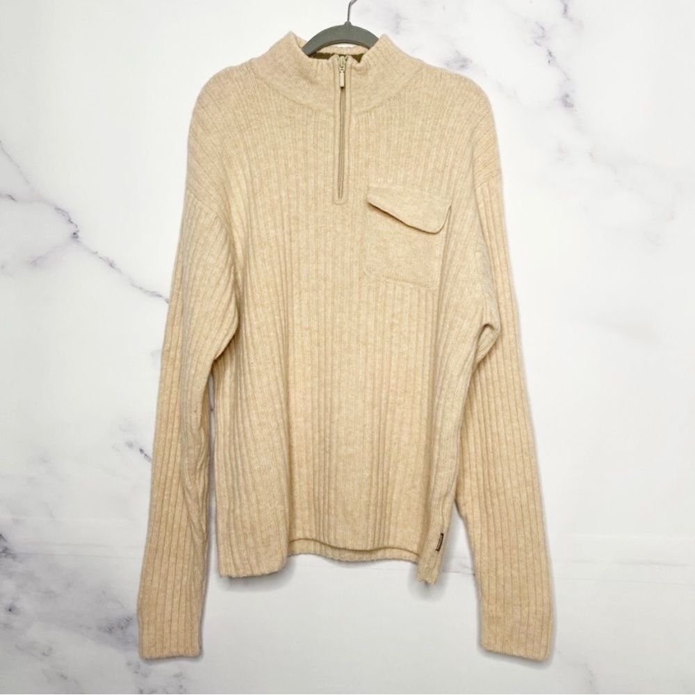 Timberland Weather-gear Half-Zip Cream Wool Blend Sweater